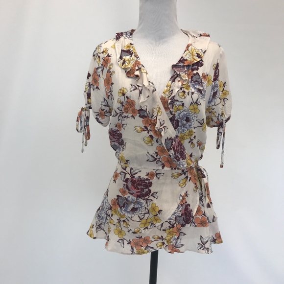 Blue Rain Tops - Blue Rain floral print wrap blouse